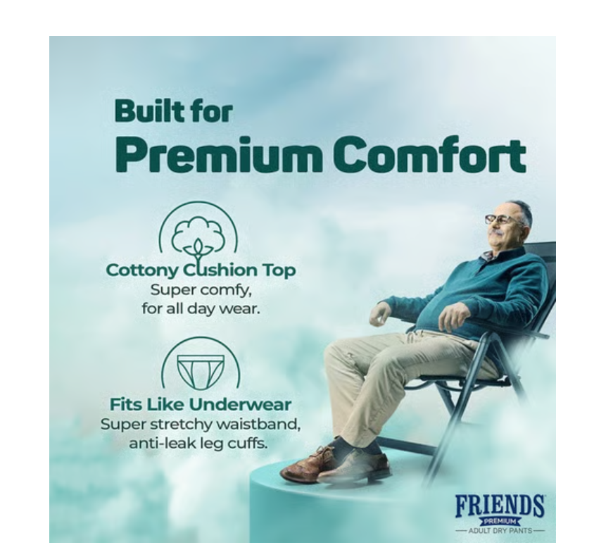 Friends Premium Adult Diaper Pant Style (L, 30-56")