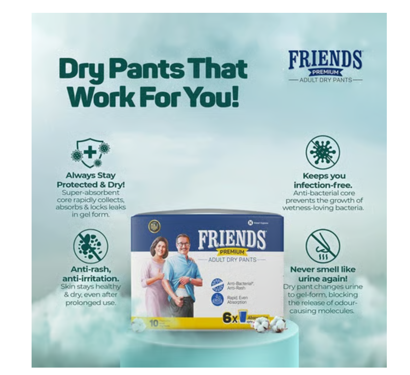 Friends Premium Adult Diaper Pant Style (L, 30-56")