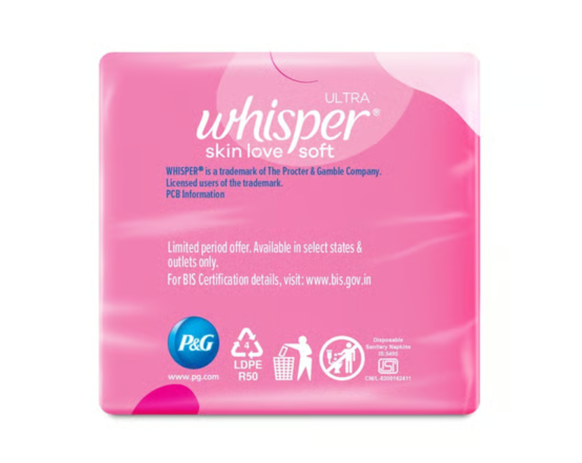 Whisper Ultra Skin Love Soft Sanitary Pads XL 15 Pads