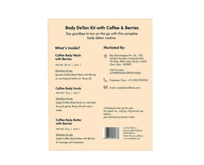 MCaffeine Miniature Coffee Body DeTan Skin Care Kit pack