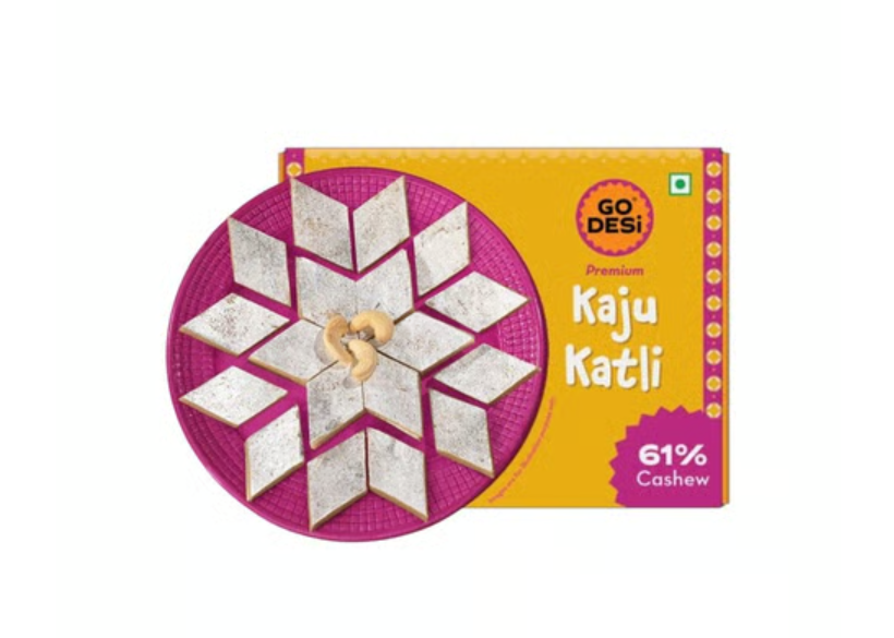 Premium Kaju Katli 61% Cashews by GO DESI 180 Grams