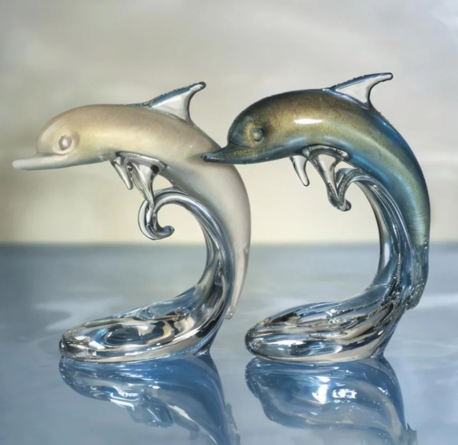 Dolphin Baby On The Wave White & Gold