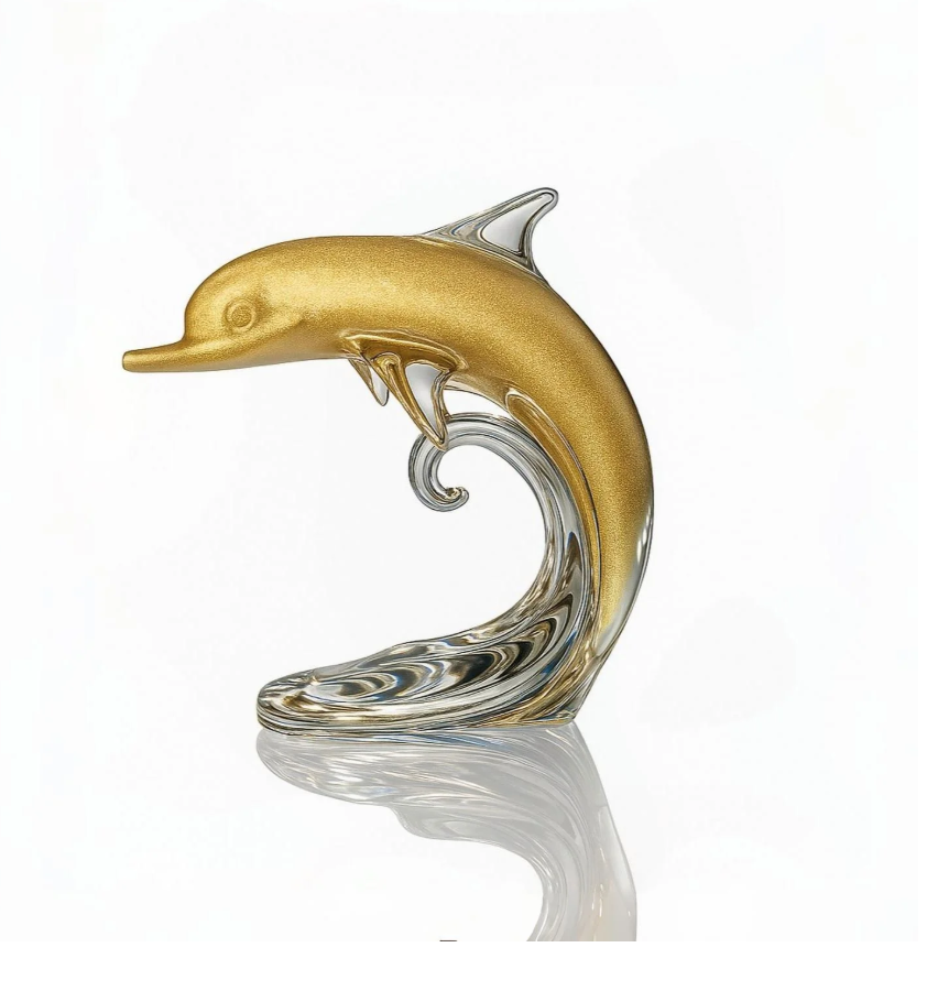 Dolphin Baby On The Wave Gold