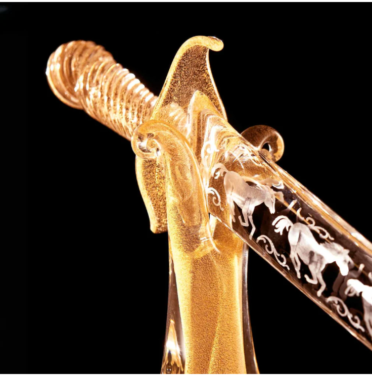 Sword 3 Horses Califfo Gold with Holder