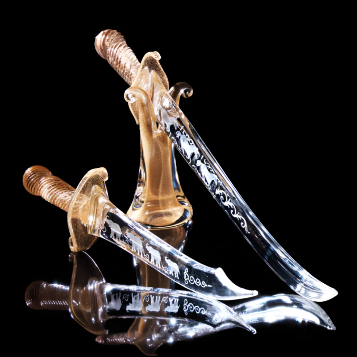 Sword 3 Horses Califfo Gold with Holder